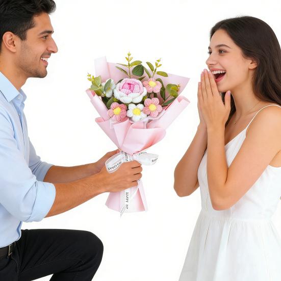 Искусственные цветы ручной работы из хлопковой пряжи вечный цветок вязаный крючком букет день рождения мама жена любовница выпускной домашний декор