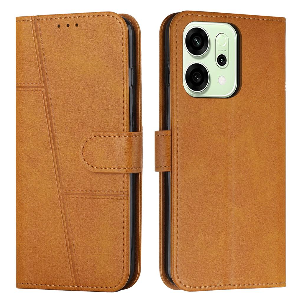 For Oppo Reno14 5G (Global)/Reno14 F 5G Leather Phone Case Foldable Stand Wallet Flip Cover with Strap