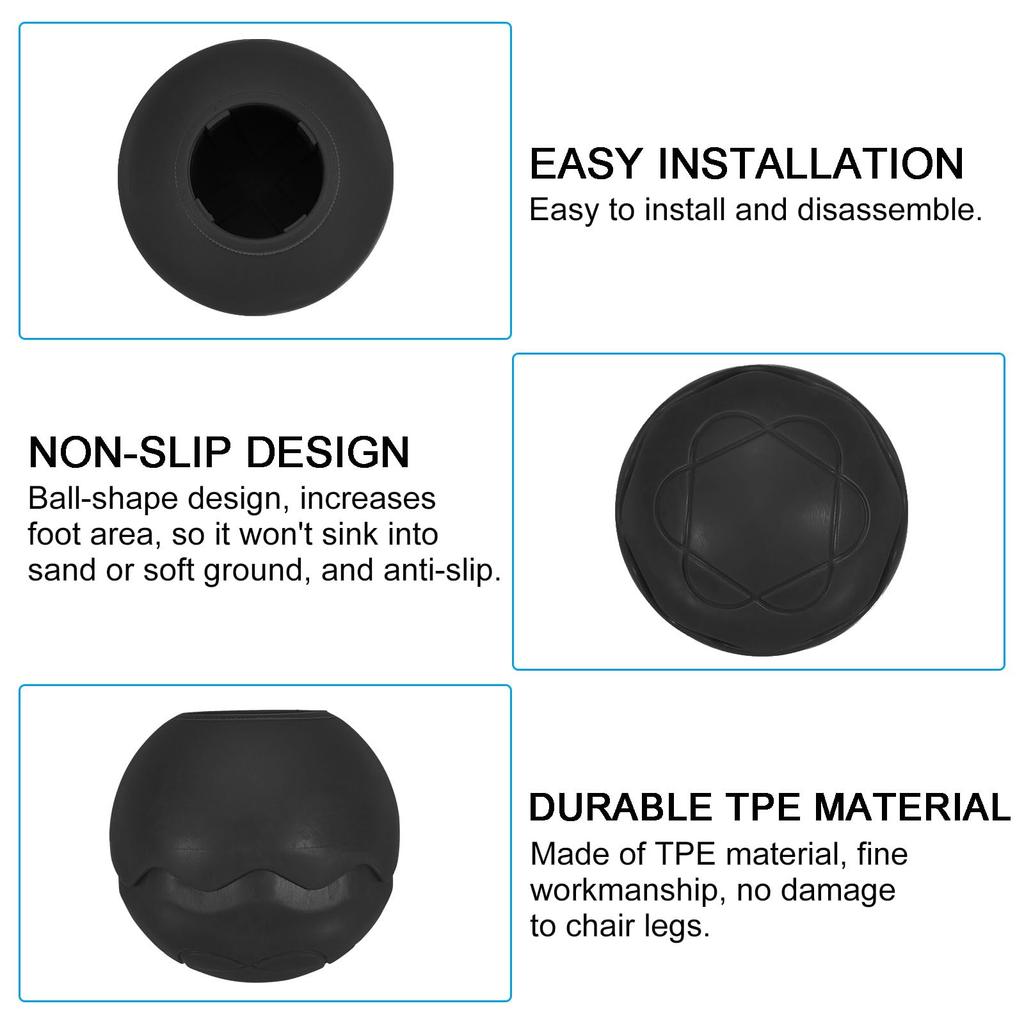 PATIKIL набор из 4 ножек стульев для кемпинга TPE, защита ножек складных стульев, подходит для ножек стульев, черный 0,59 дюйма