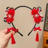Tassel Chinese New Year Headwear Braid Hair Hanfu Hair Sticks Cute Red Bow Hairband  Children