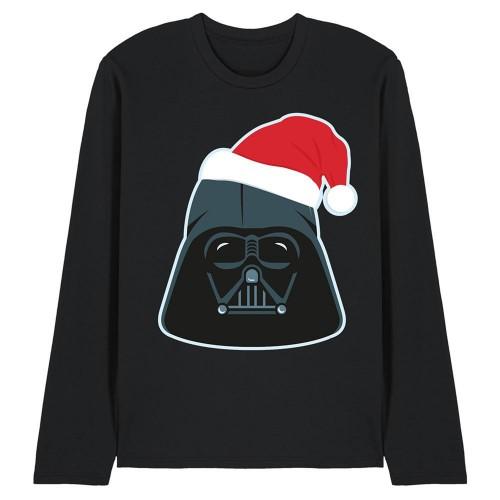 Star Wars Unisex Adult Darth Vader Santa Hat Long-Sleeved Christmas T-Shirt