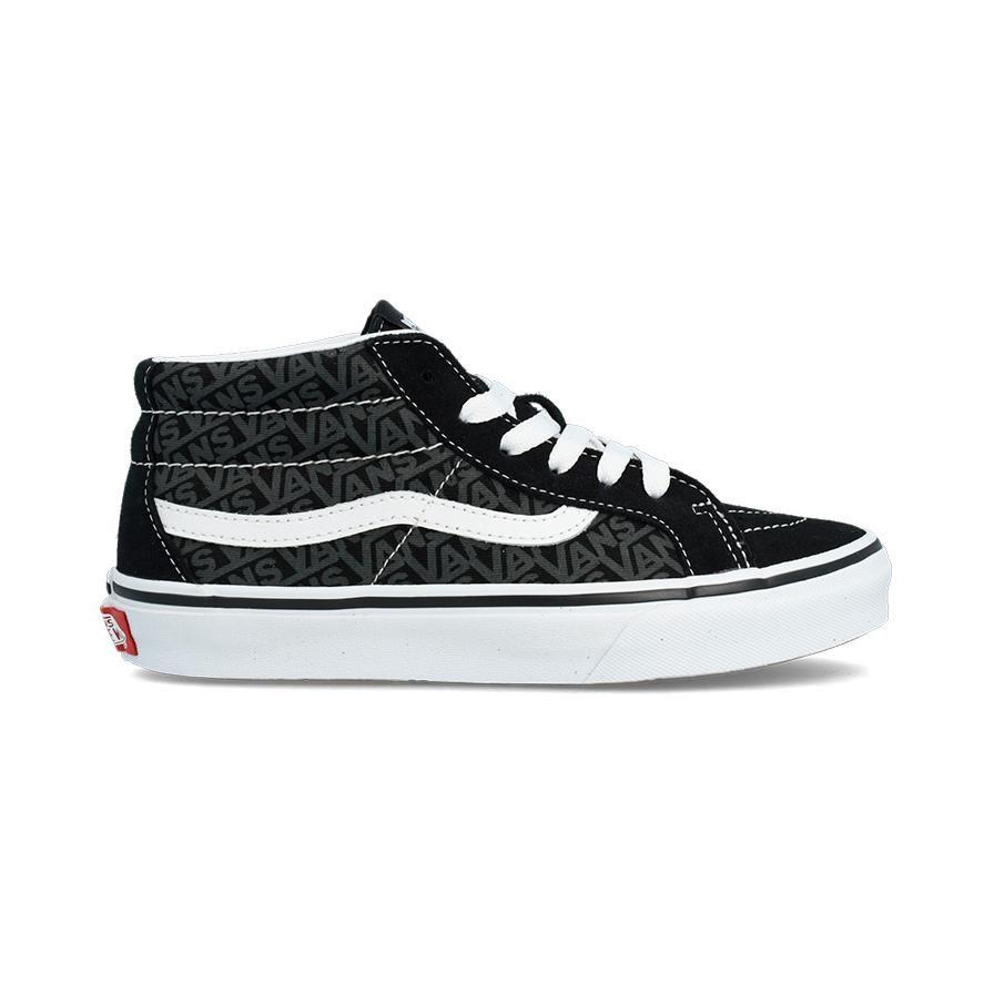 Vans SK8 Амортизация Устойчивая к истиранию амортизация, Износостойкие Ботинки для скейтбординга средней высоты Детские Черно-серые VN000BVP6BT