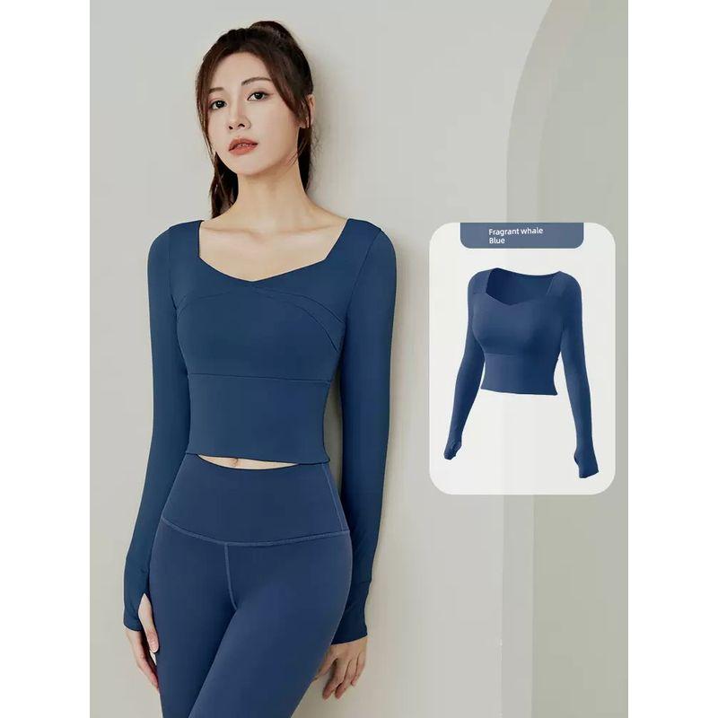 Pilates Yoga Clothes for Women 2025 New Arrival Running with Chest Pad Professional Quick-Drying Sports Long-Sleeved Top Fitness Suit