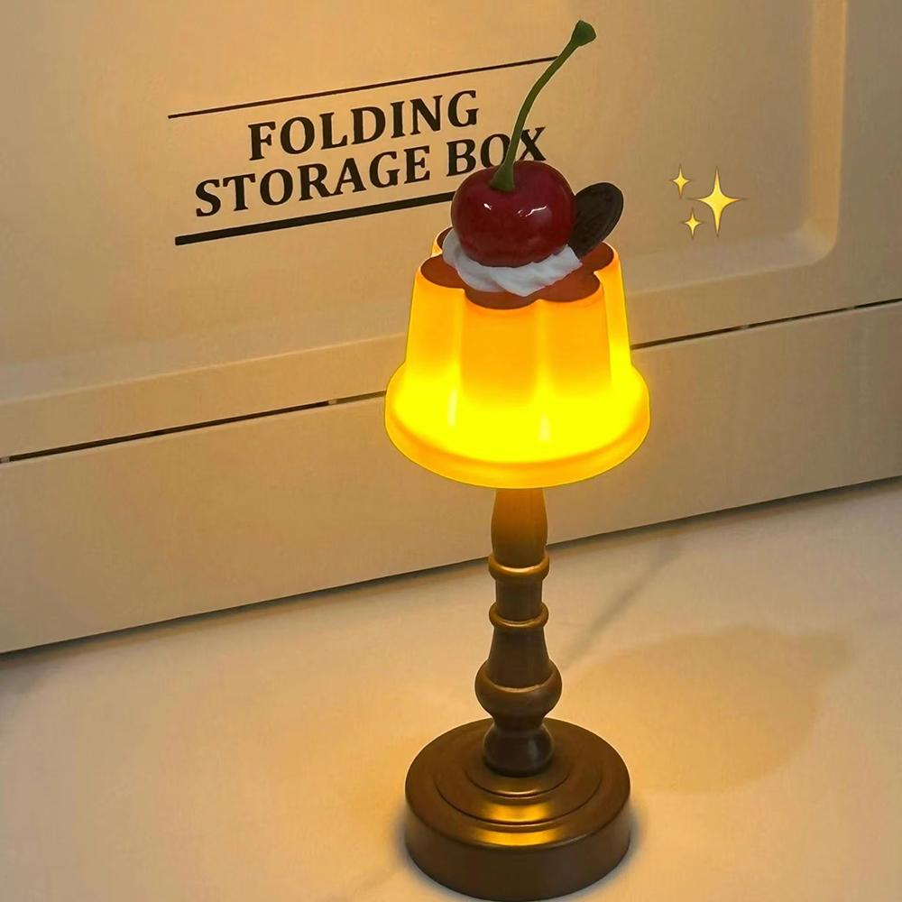 Retro Pudding Night Light, Desktop Decor light, Bedroom LED Table Lamp With Battery, Bedside Sleep Light, Suitable For Gift