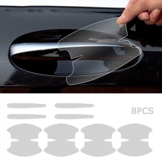 8 Pcs Vinyl Door Handle Bowl Accessories Protector Film Transparent Sticker Car