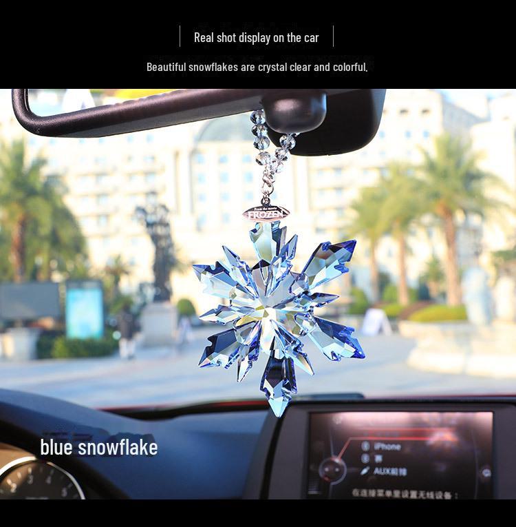 Goddess Style Crystal Snowflake Car Mirror Pendant - High-End Interior Ornament