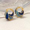 French Retro Earrings High-end Earrings Versatile Enamel Glaze Drip Oil Spiral Pattern Earrings for Women