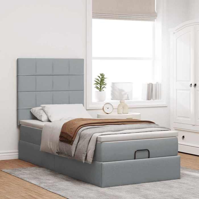 Maison Exclusive - Cadre de lit ottoman et matelas gris clair 90x190 cm tissu
