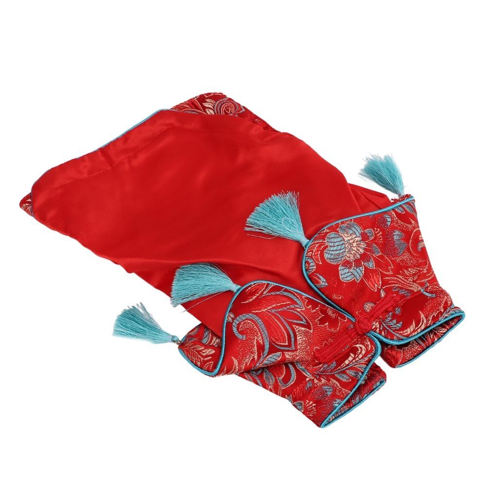 Floral Print Dog Tang Costume Elastic Cuff Pet Qipao Dress Holiday Gathering