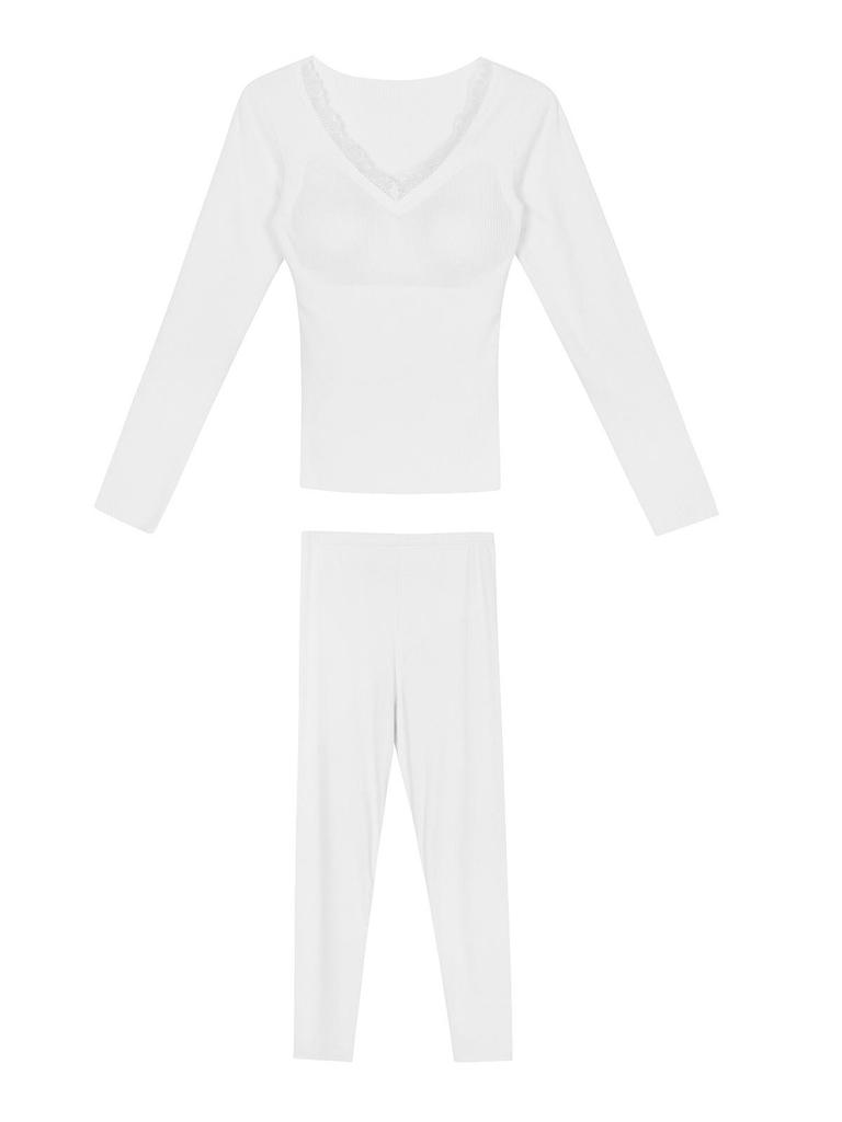 Женский бесшовный термокомплект из смеси шерсти: Теплый осенне-зимний базовый слой с утепленным верхом