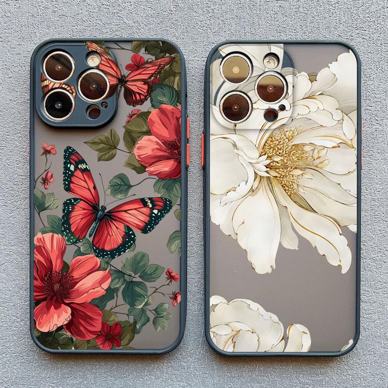 Винтажный Цветочный Чехол Для Телефона Для iPhone 12 11 13 Pro Max Mini 16 15 14 Pro Max X XR XS 8 7 14 15 Plus SE Бабочка Растение Задняя Крышка
