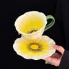Flower Shaped Ceramic Coffee Cup Saucer Set Tableware Ceramic Coffee Mug  Home Decor