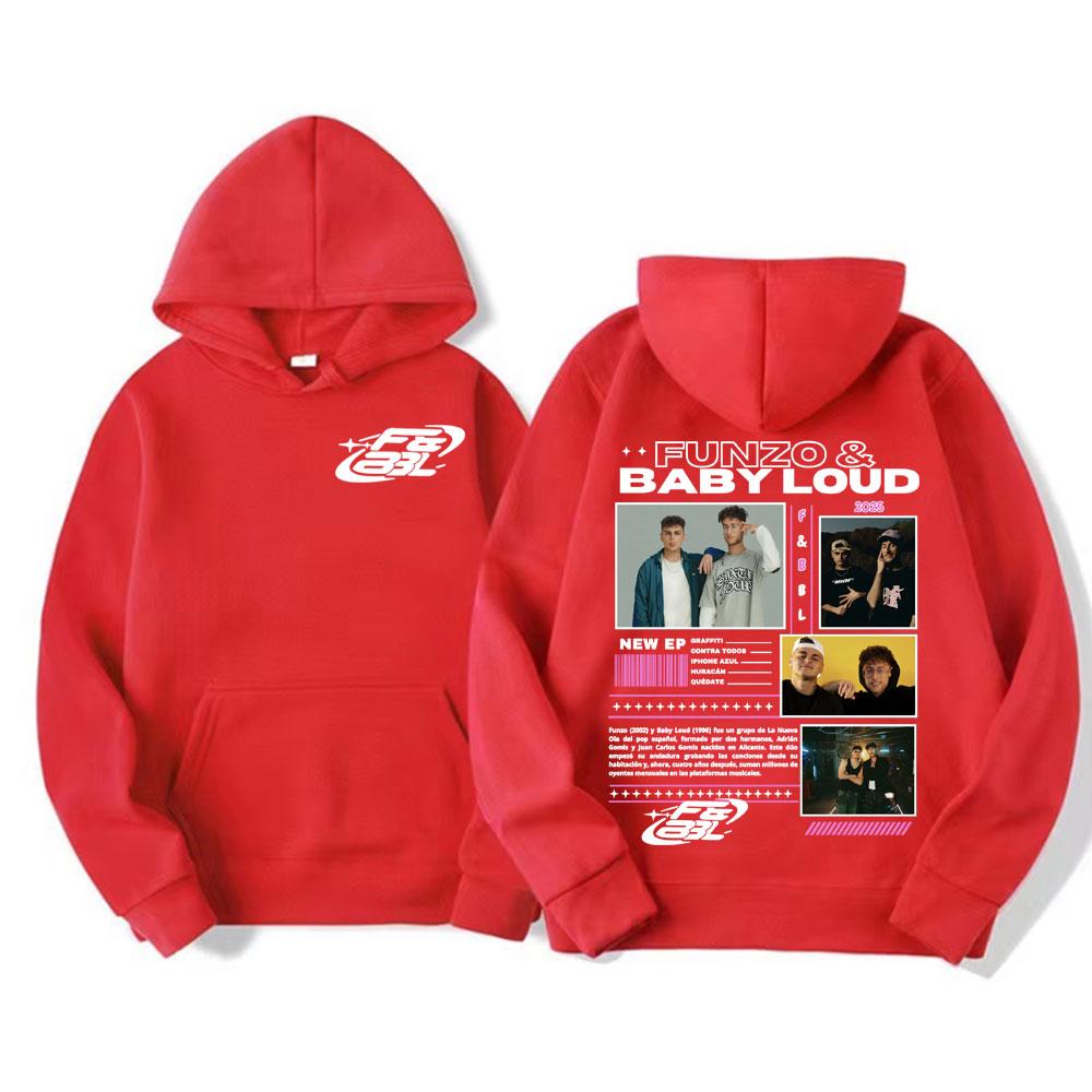 Rapper Funzo & Baby Loud 2025 Tour Hoodies Unisex Fashion Casual Long Sleeve Pullovers Hoodie Men Punk Hip Hop Street Sweatshirt