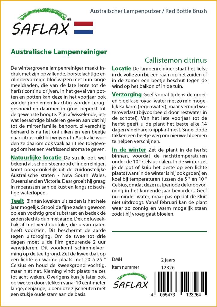 SAFLAX Красная щетка для бутылок - 400 семян - Callistemon citrinus