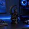 Детализированная 3D-скульптура Воющего Волка с текстурой гривы, на основании в виде полумесяца, матовое черное покрытие Lone Art, коллекционная статуэтка для