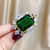 High-grade Light Luxury Geometric Green Zircon Brooches for Women Temperament Shirt Dress Accessories Pins Small Broche Gifts