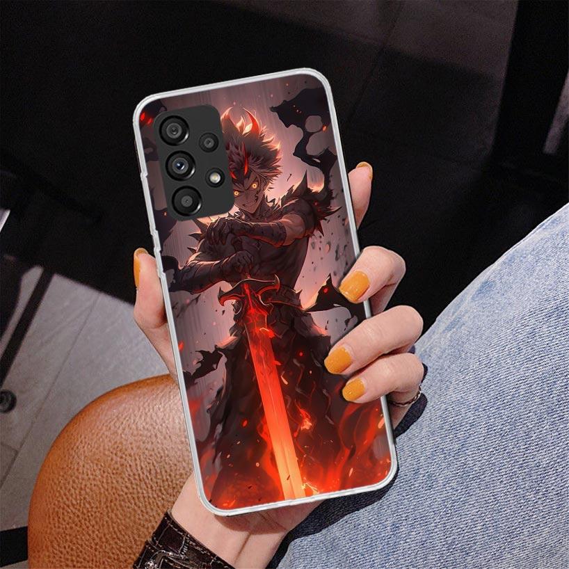 Black C-Clovers Anime Phone Case For Samsung Galaxy A52 A32 A22 A12 A51 A31 A50S A30S A20S A10S Note 20 Ultra 10 Plus S10 A72 A7