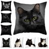Kids Cartoon Cat Print Cushion Cover Funny Picture Sofa Pillowcase Suitable for Black Cat Cafe Decor Pillowcase
