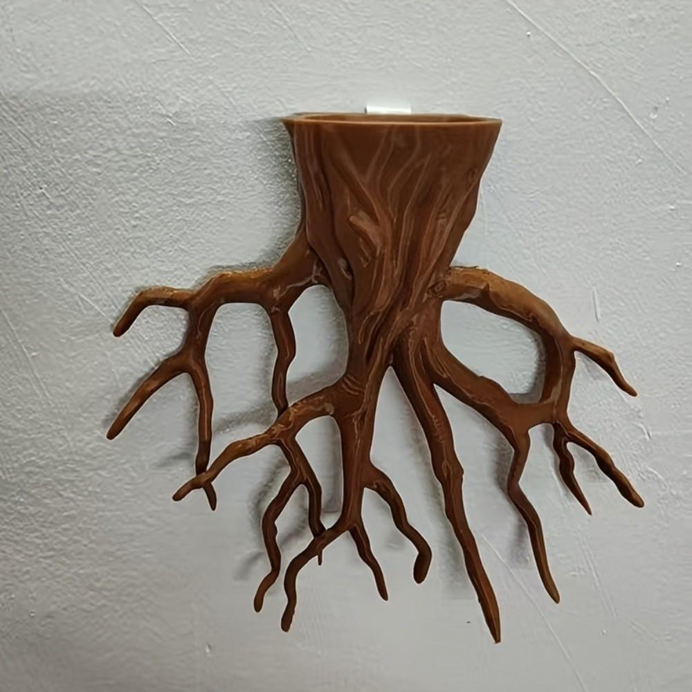 Decorative Hanging Flower Pot Tree Root Shape Plant Container Wall Decoration Office Decor