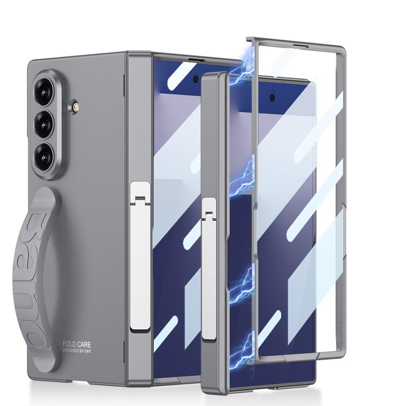 Подходит для чехла для мобильного телефона Samsung Z Fold7 Новый чехол с магнитным шарниром Пленка Встроенный силиконовый ремешок-браслет Подставка Защитный чехол