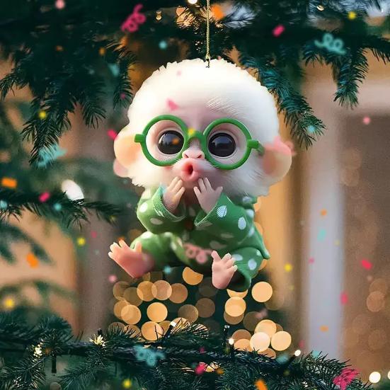 Monkey Car Hanging Pendants Acrylic 2D Car Charms for Backpack Keychain Cute Rearview Mirror Decoration Christmas Gift for Friends