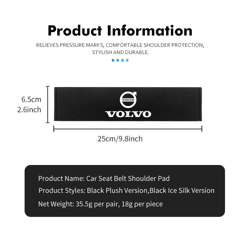 Universal Car Seat Belt Shoulder Pad Auto Interior Accessories For Volvo Xc60 Xc90 V40 V60 S60 V50 V90 S80 C40 XC40 V70 XC70 C30