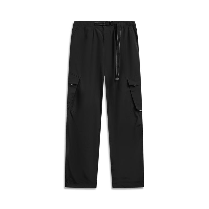 Li Ning Outdoor CF Отражающие Ледяное Ощущение Комфортные Водостойкие Прямые Брюки-Карго Мужские Штаны Черные AYKW601-3