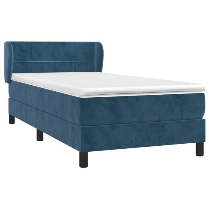 Maison Exclusive - Sommier à lattes de lit avec matelas Bleu foncé 90x190 cm