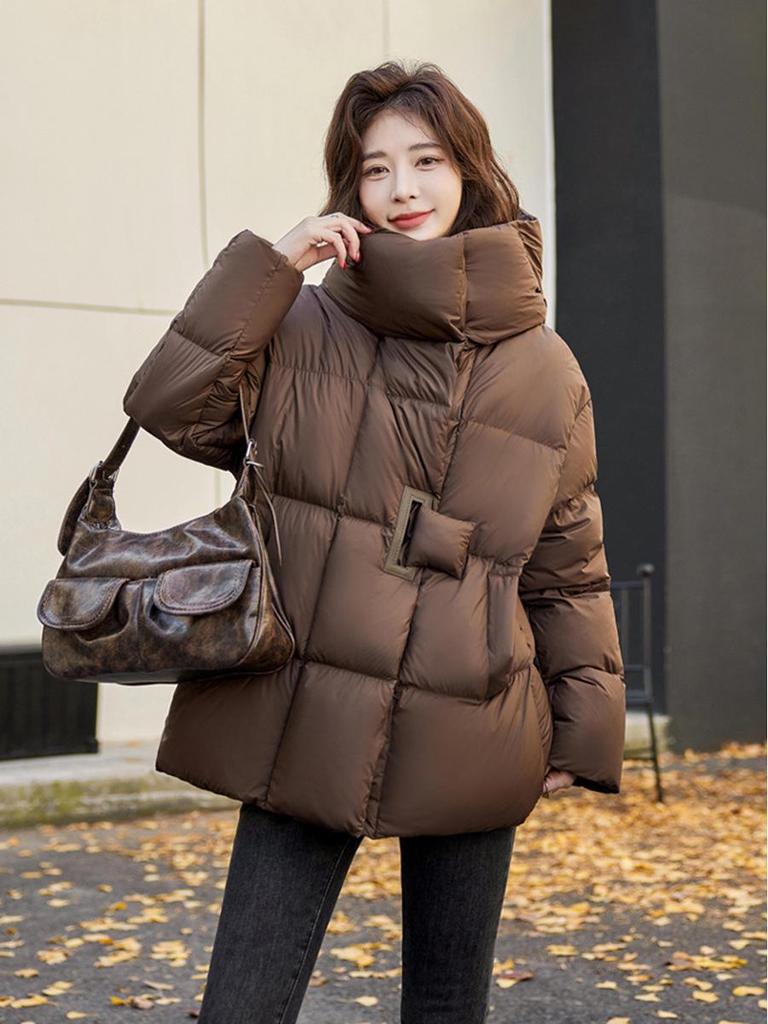 Women's Mid-Length Hooded Down Jacket - 2024 Winter Fashion, Thick, Warm, and Trendy White Duck Down