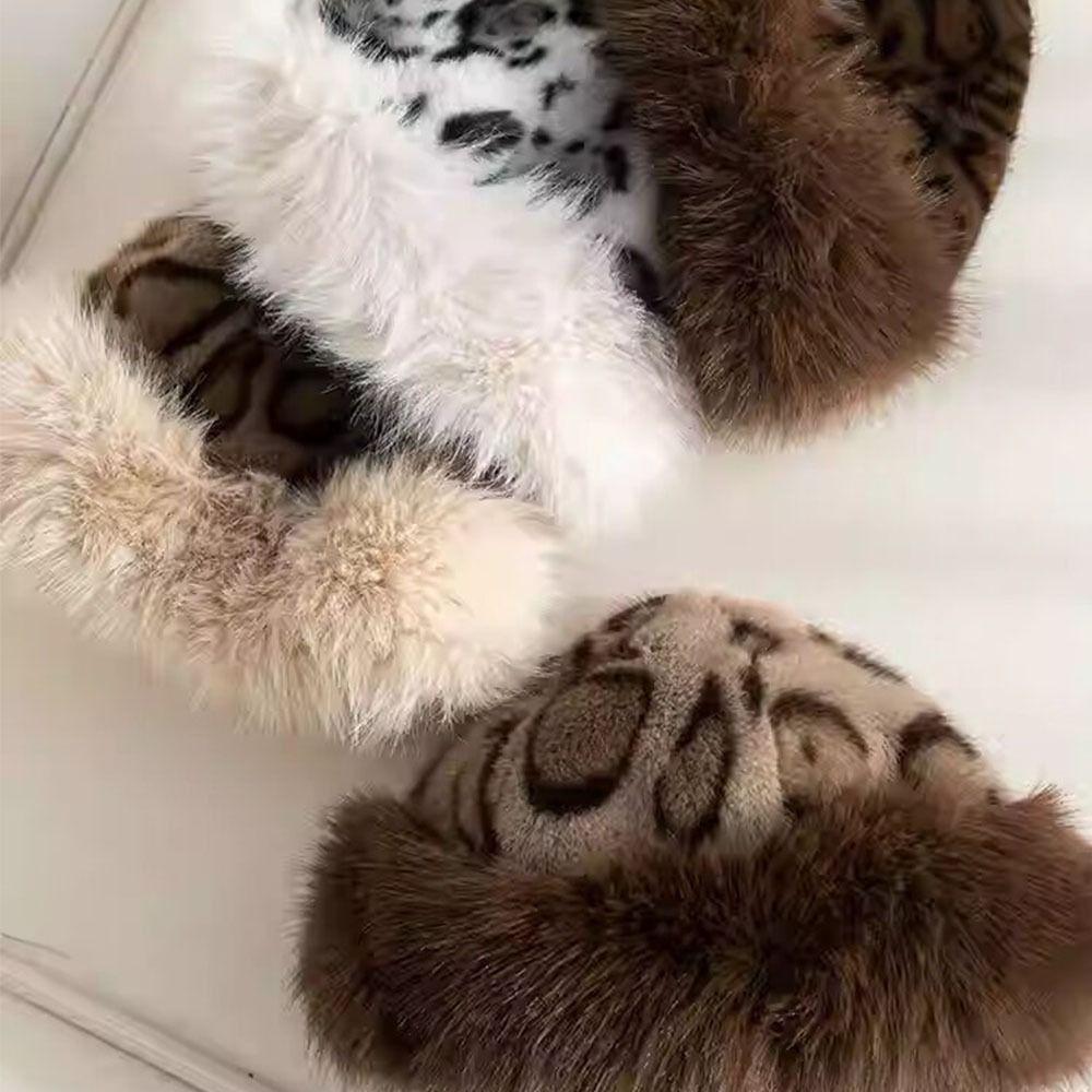 Норковый мех Леопардовый принт Плюшевая Монгольская шапка без полей Плюшевая Панама Осень и Зима