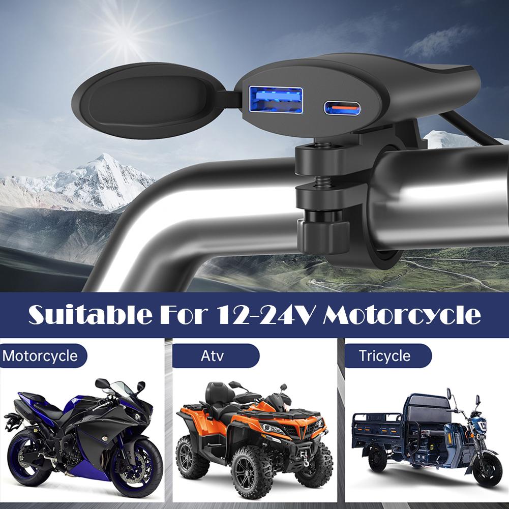 Мотоциклетное зарядное устройство для телефона 30 Вт USB-C + 18 Вт USB-A двойные порты Для мотоцикла квадроцикла трицикла Монтажный кронштейн Зарядное устройство для телефона для мотоцикла C1X8