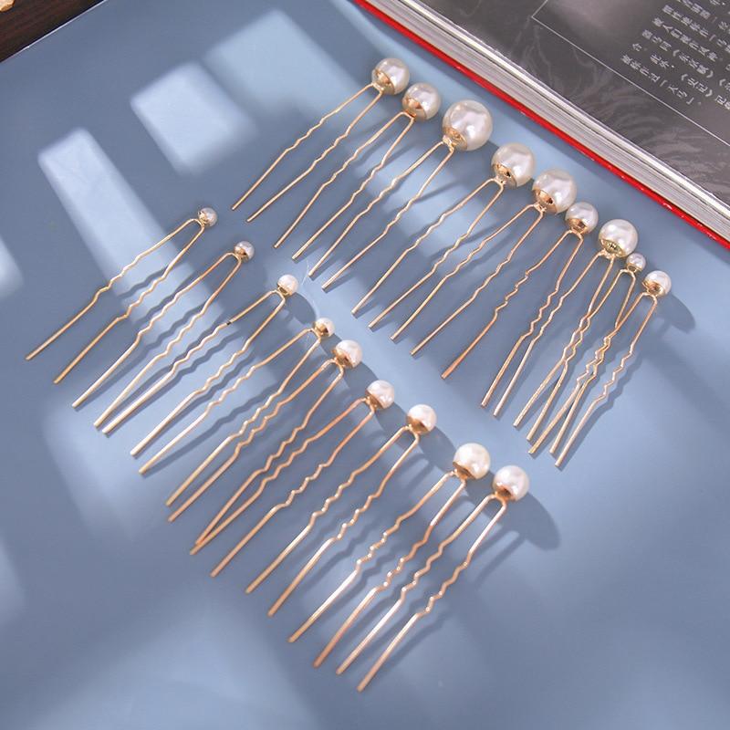 18pcs Gold Hairpin Ancient Wind Hairpin Embellishment Small Hairpin Pearl Hairpin Ancient Costume Styling Hanfu Headdress