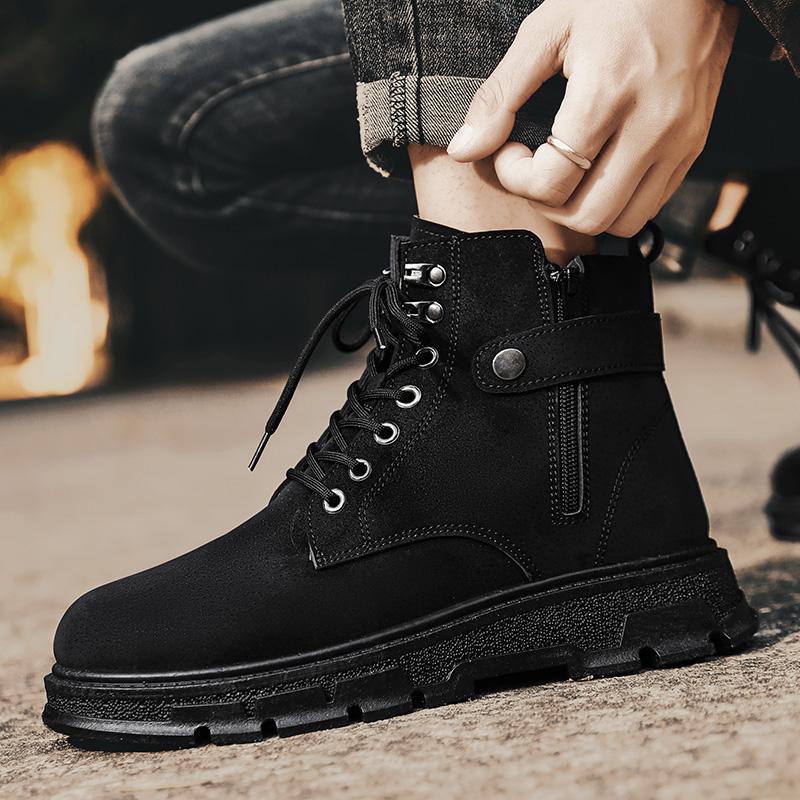 Fashion PARZIVAL 2024 Autumn NewMen Boots Men Casual Breathable Motorcycle Boots High-Top Platform Korean Style All-Match Worker Boot