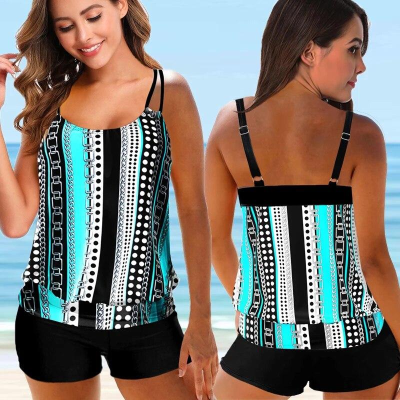 2024 Women Beachwear Swim Tankini Monokini Swimwear Bathing Suit Two Pieces Swimsuits Plus Size Printed Tankinis