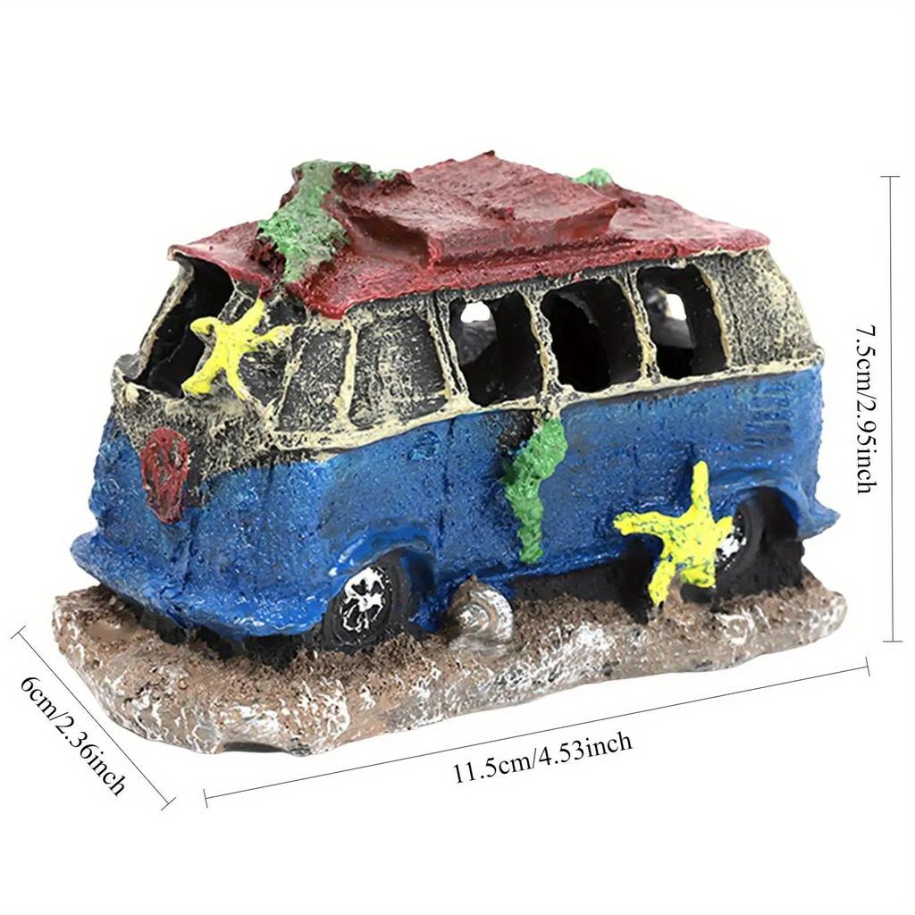 1 ШТ. Ландшафтное украшение для аквариума, смола, остов автомобиля, украшение для аквариума, старый автобус, украшения для аквариума, поделки, подарки