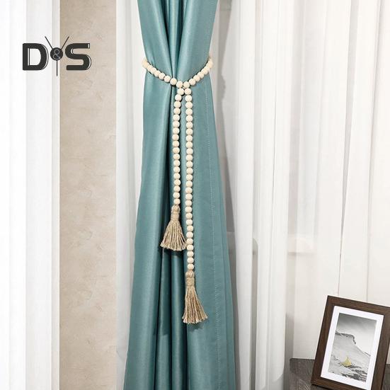 Wood Bead Garland Farmhouse Wall Hanging Decoration DIY Rustic Tassel Boho Bead String Ornament for Plant Pots Candle Holders