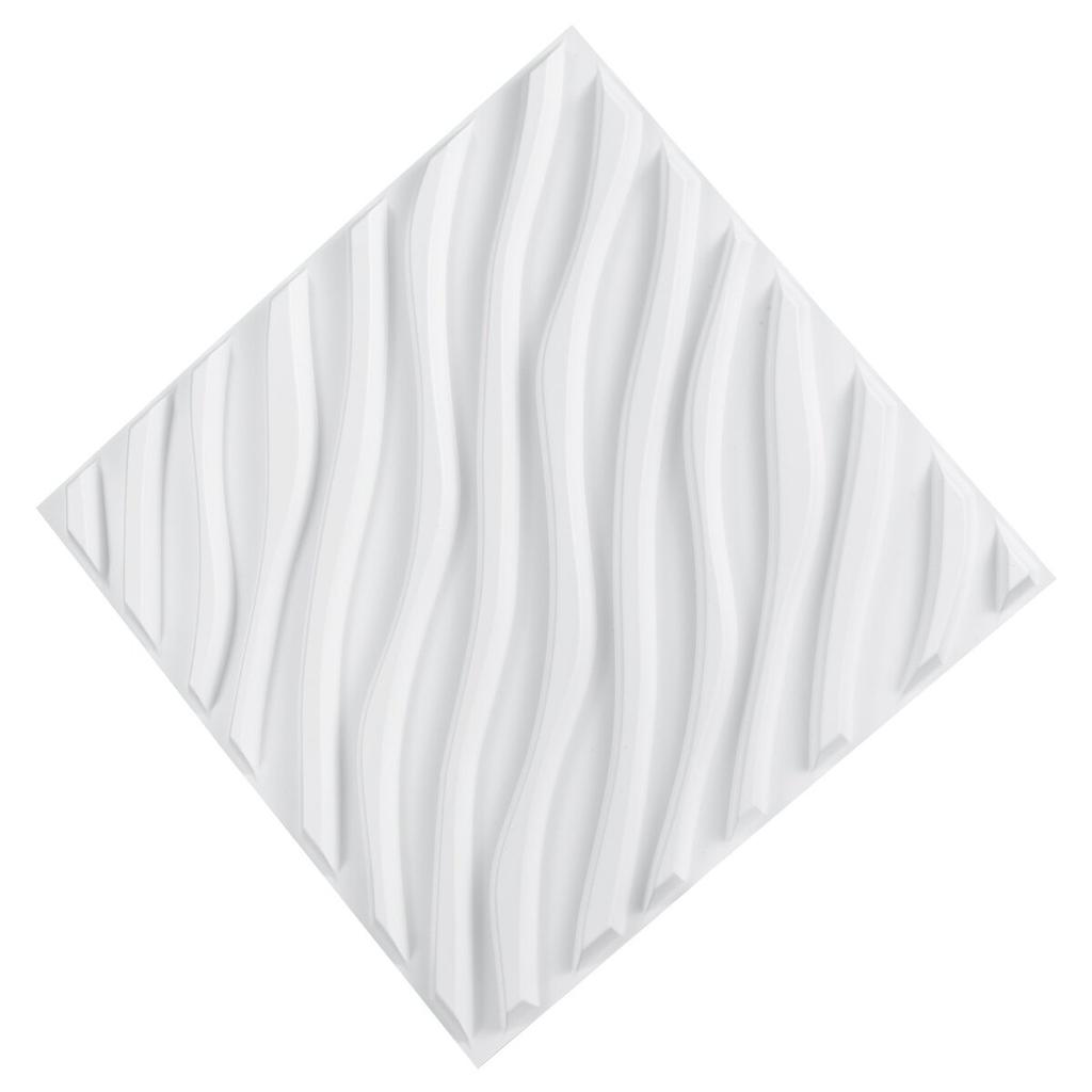 3D Wall Panels 12-Pack 19.7x19.7'' PVC 32 Sq.Ft Coverage Wave Matte White