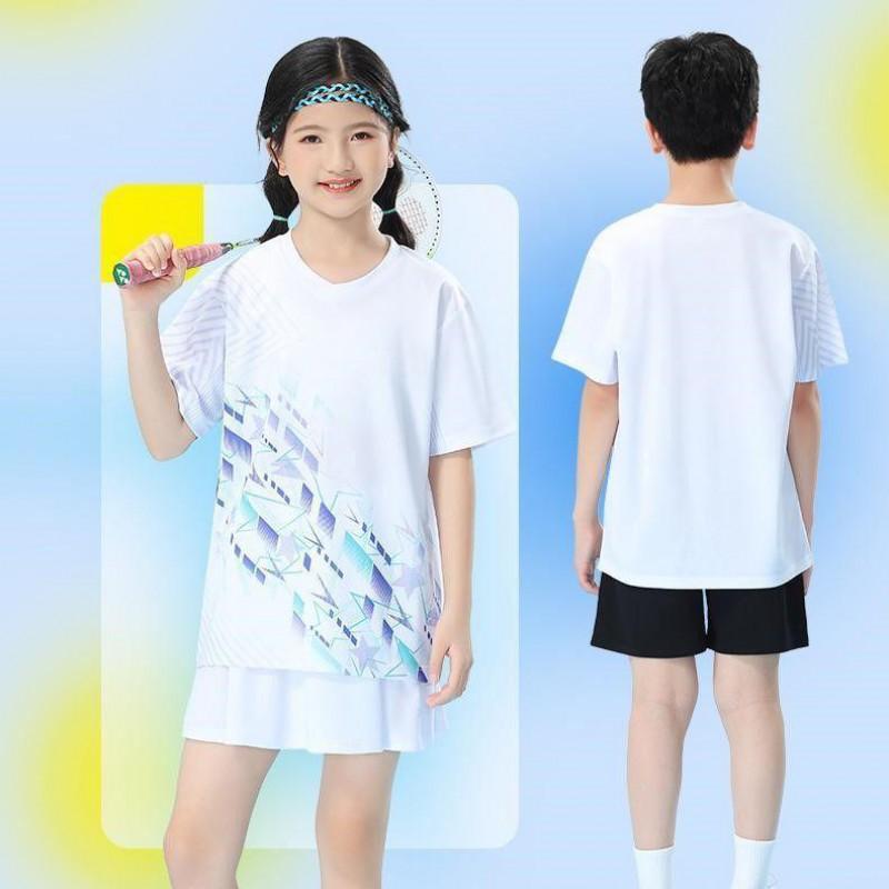 Quick-Dry Kids Badminton Set Short Sleeve Top Shorts Boys Girls Sportswear Training Uniform