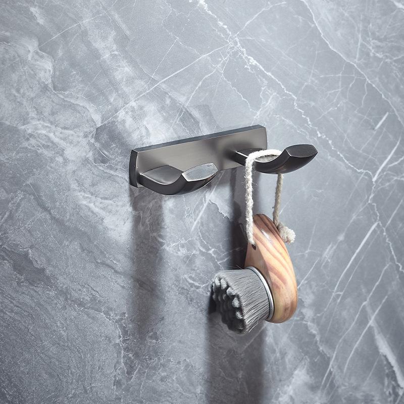 All copper gun gray bathroom towel rack, bath towel rack, light luxury bathroom rack, bathroom hardware pendant set.