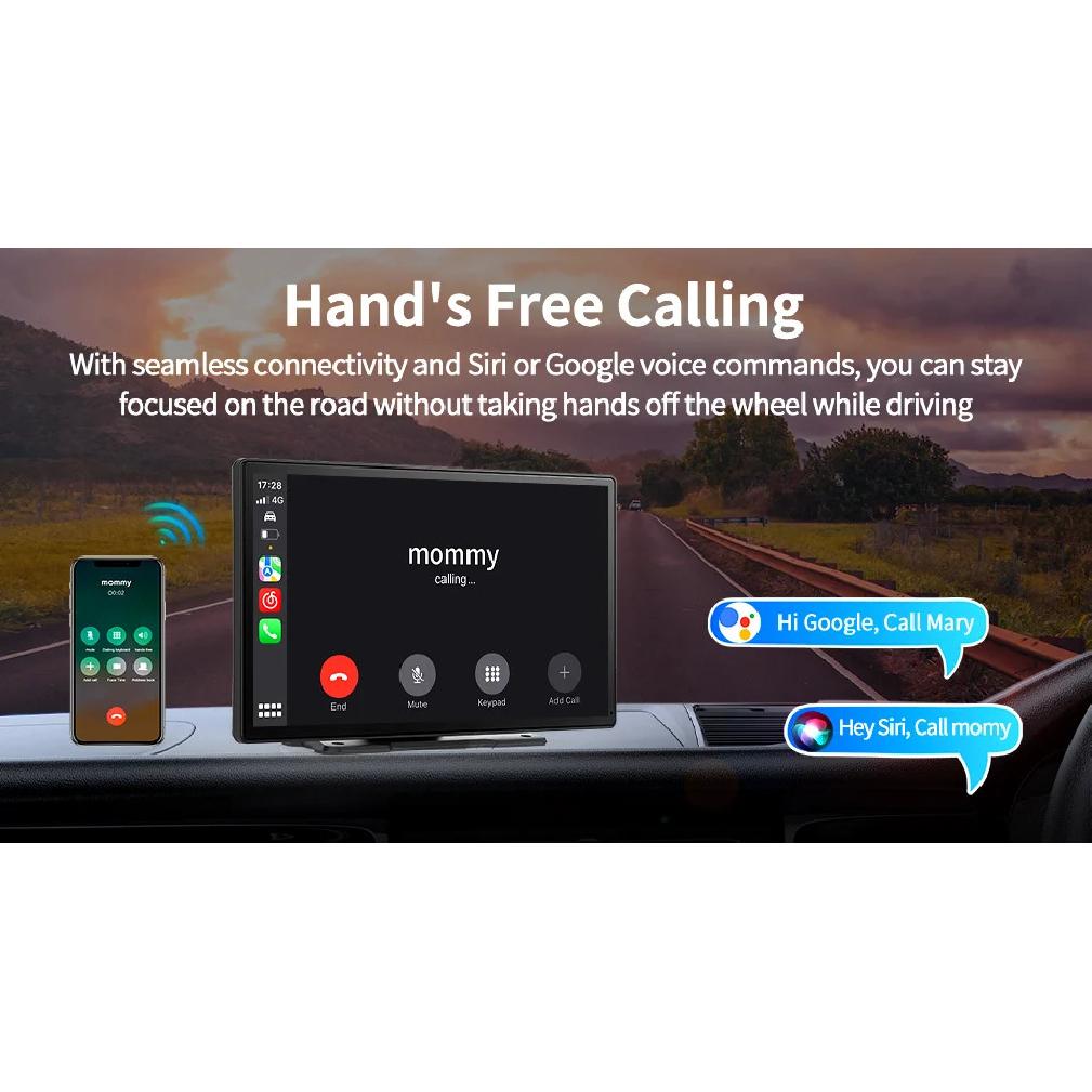 Imagebon 9" 4K Dashcam Wireless CarPlay & Android Auto Car DVR GPS Navigation Night Vision Dual Lens WiFi AUX FM