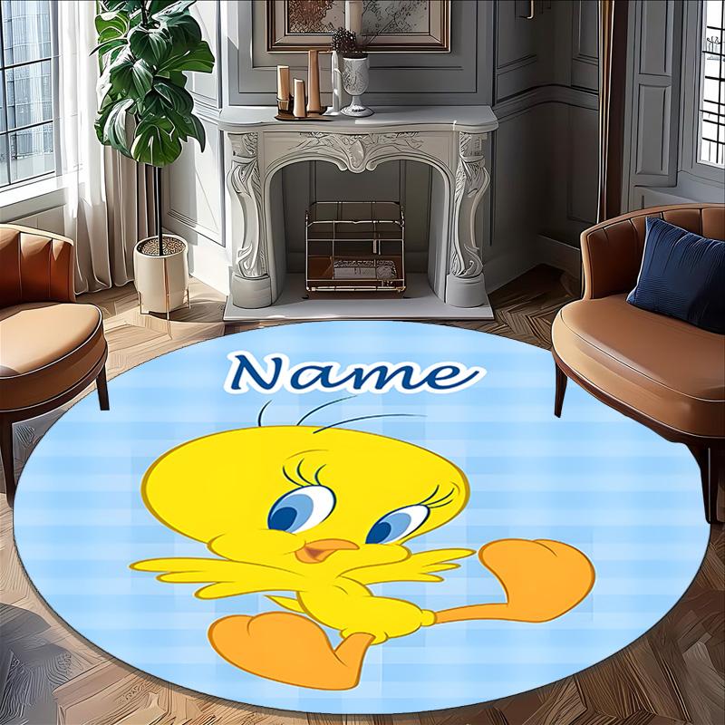 Customizable T-Tweety1 Round Non-Slip Carpet - Ideal for Garden, Picnic, Office, Perfect for Decoration, Suitable For All Seasons