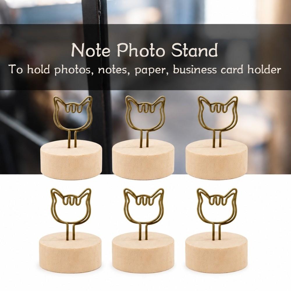 10PCS Round Log Wooden Photo Clip Cat Shape Tabletop Decor Handmade Craft Note Holder  Photo Display