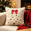 Decorative Throw Pillows for Couch Christmas Plush Pillowcase, 3D Embroidered Design Soft Pillow Holiday Living Room Decor Cover, Cushion Cover