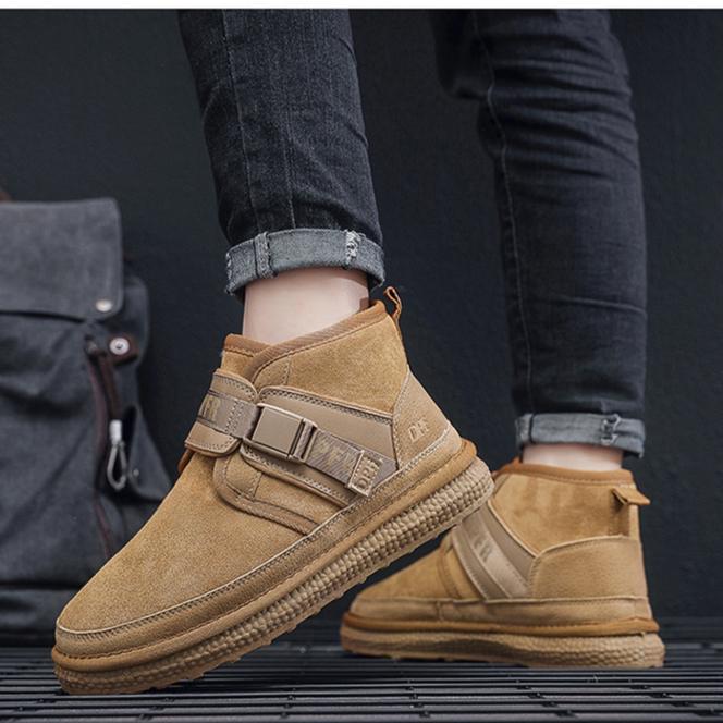 Мужские зимние ботинки, новые повседневные универсальные хлопковые ботинки, нескользящие, дышащие, с флисовой подкладкой, теплые короткие ботинки, хлопковая обувь