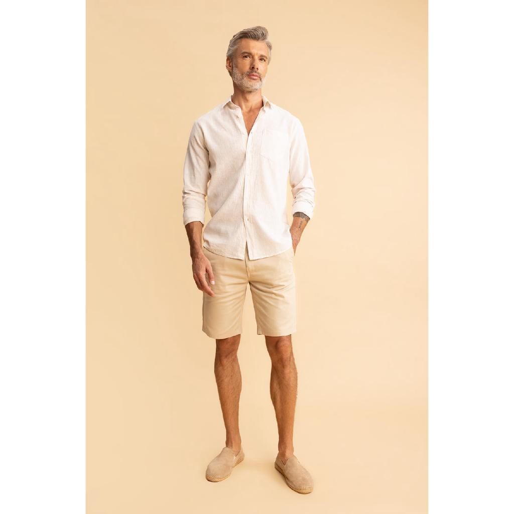 Рубашка обычного кроя с длинными рукавами из смесового льна Z5577az23sm