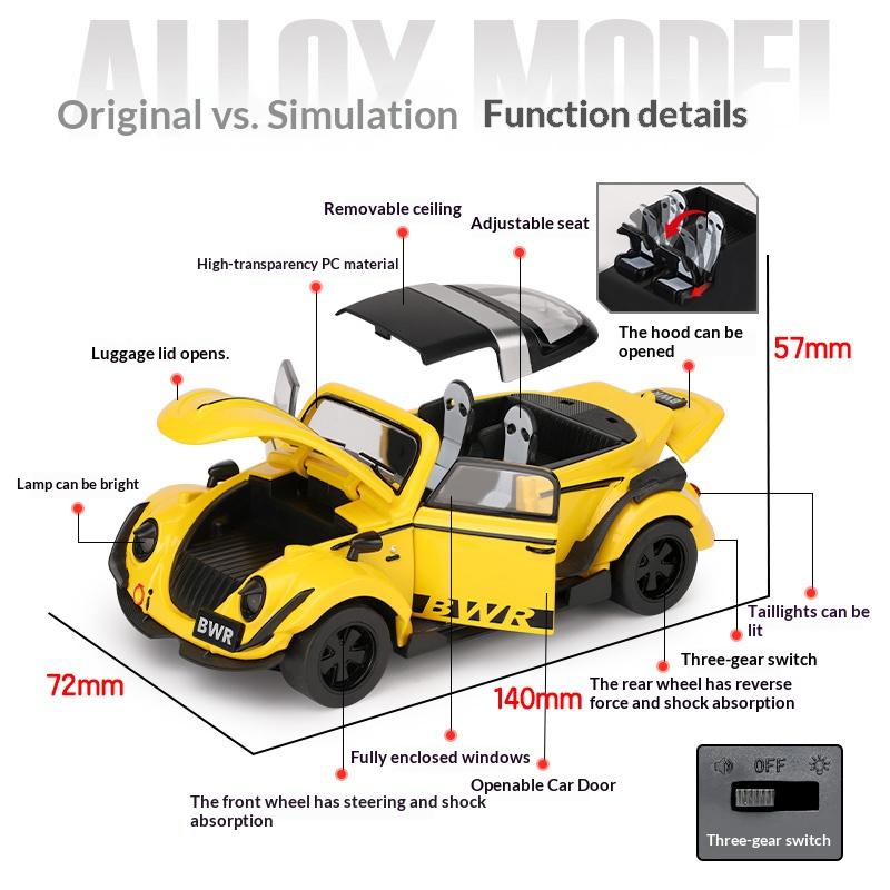 Масштаб 1/32 Volkswagen Beetle Литой металлический автомобиль Модель Симуляция Ретро Классический автомобиль Коллекционные Украшения Детские Игрушки Подарки