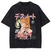 DEATH NOTE Графическая футболка Ягами Лайт Аниме Принт Винтажная стираная Оверсайз футболка Мужская Женская Одежда Хлопок Короткий рукав Футболки