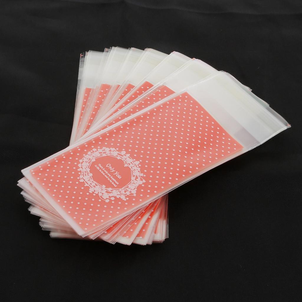 100Pcs Mini Plastic Cookie Candy Bag Self Adhesive Bags Gift Bag Cupcake Wrapper Bags