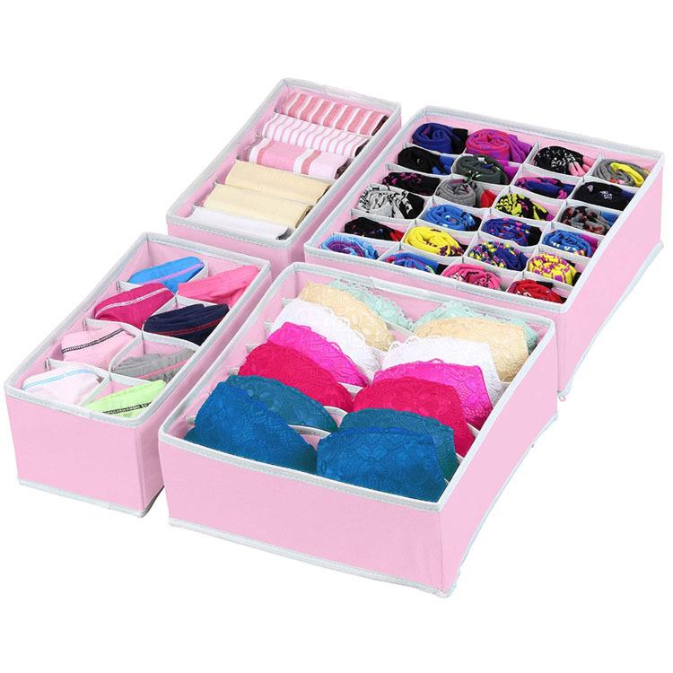 4Pcs Bra Organizer Box Set Underwear Houseware Drawer Divider Storage Drawer Grid Storage Box
