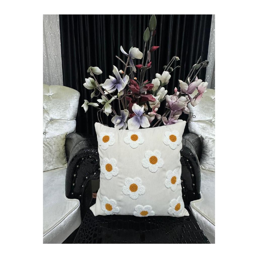 (2 куска) Чехол для подушки из льняной ткани с узором «Ромашка» (ударить кулаком)